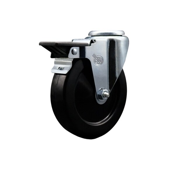 5'' Hard Rubber Wheel Swivel Bolt Hole Caster with Posi Lock Brake